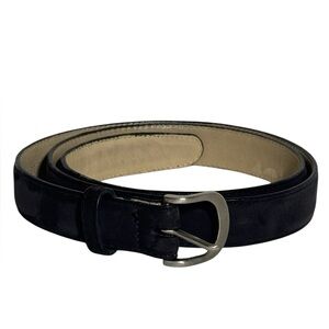 Vintage Black Full Grain Sueded Cowhide 1" Thin Belt - Size 36